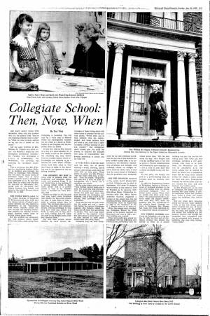 "Collegiate School: Then, Now, When" in the Richmond Times-Dispatch, January 25, 1959 
